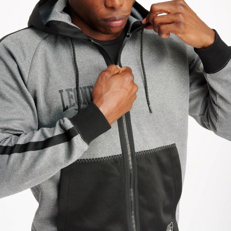 LEONE HOODED SWEATSHIRT MELANGE - GREY